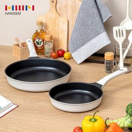 HANSSEM My Cook Bichon IH Frying Pan 20cm – Nonstick Cast Aluminum, Induction Compatible, Scratch-Resistant, Ergonomic Soft-Grip Handle, Quick & Even Heating _ Made in KOREA